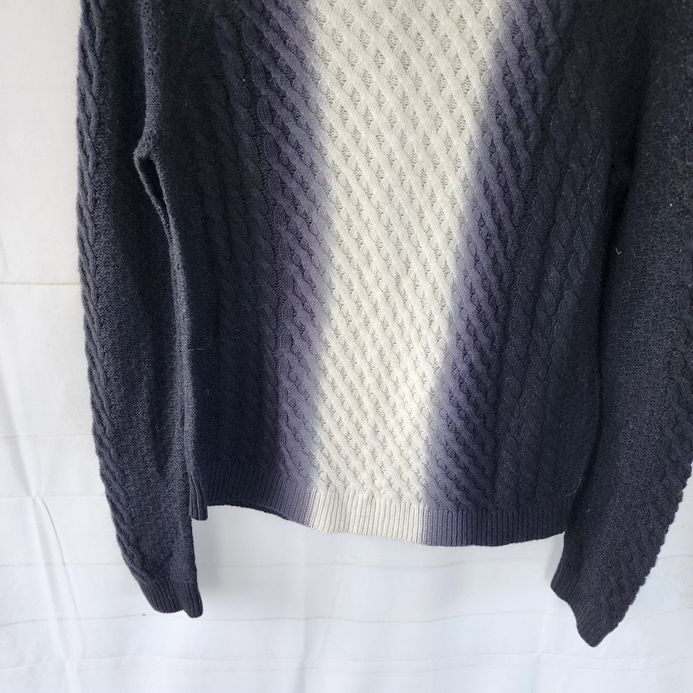 Vince Ombre Women's Black and White Wool Cashmere Sweater - Picture 5 of 9